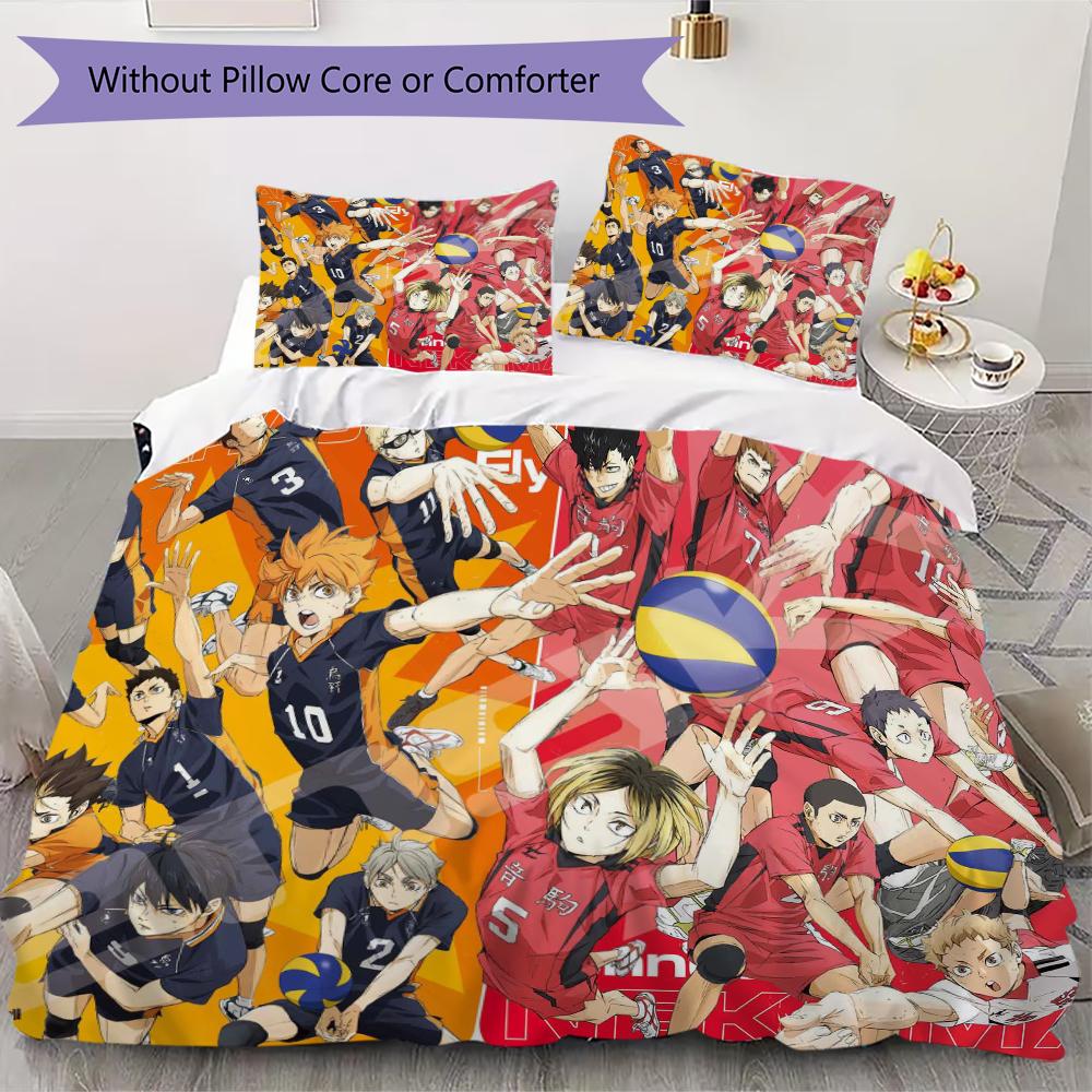 Haikyu!! Pattern Bedding Uilt Set Uilt Cover Pillowcase Home Decoration Birthday Gift (1 * Duvet Cover + 2 * Pillowcase Without Core)