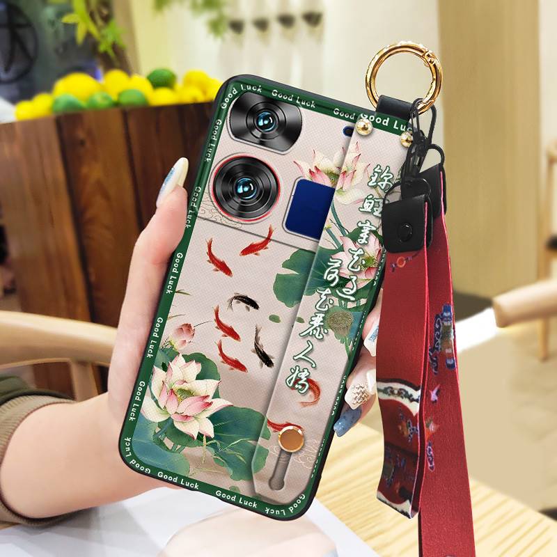 Lanyard Fashion Phone Case For ZTE Nubia Z60 Ultra For Mom Shockproof Protective Anti-knock Kickstand Chinese Style Ring