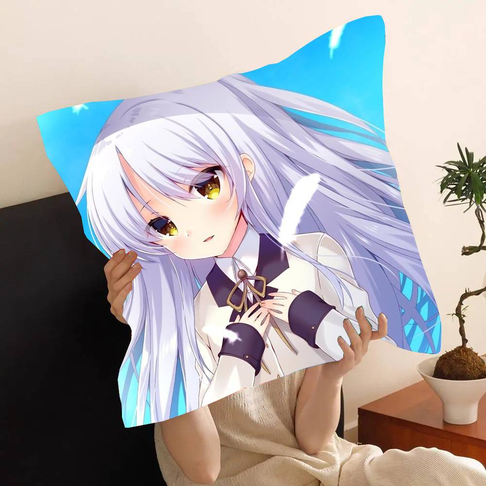 Tachibana Kanade Anime A-Angel Beats Pillow Case Fashion Square Pillowcase Bedroom Sofa Room Ins Decoration Leisure
