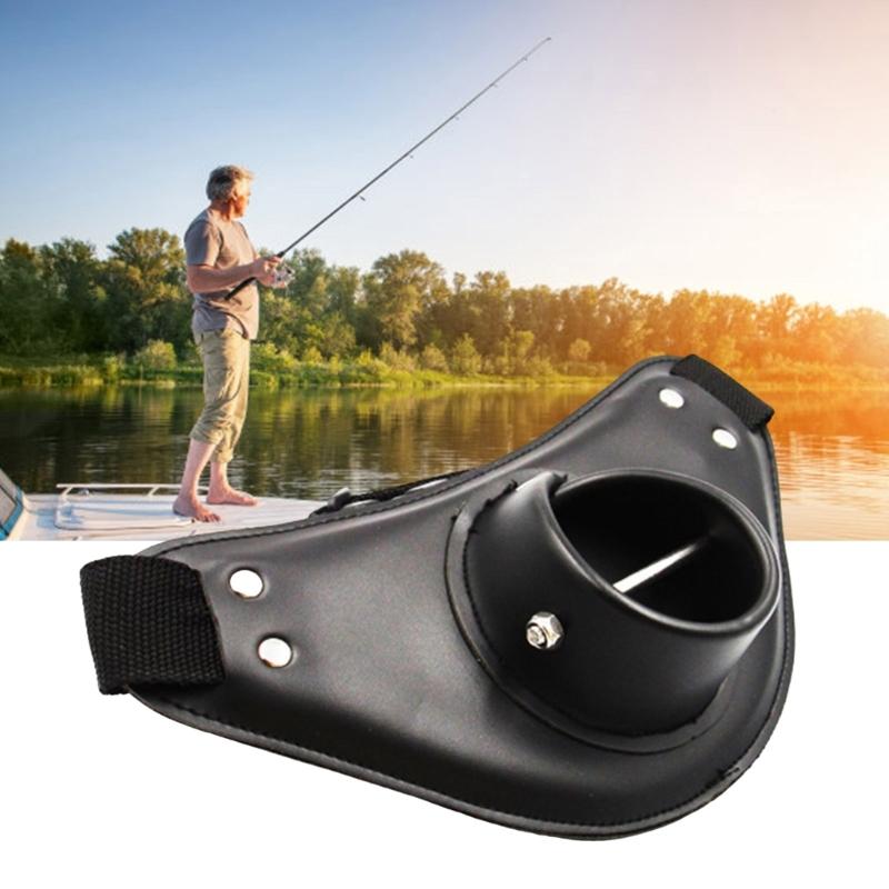 Fishing Belt Rod Holder Adjustable PU Leather Fishing Fighting Belt Rod Holder for Saltwater/Freshwater Fishing