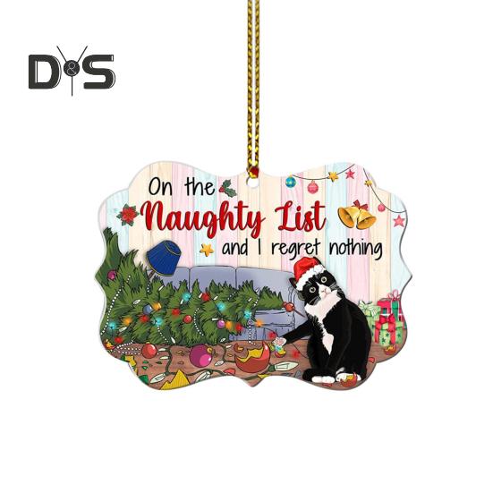 Christmas Cat Pendant Cartoon Cat with Santa Hat Ornament 2D Flat Acrylic Christmas Tree Decoration Cat Keepsake for Home Car Tree Decor