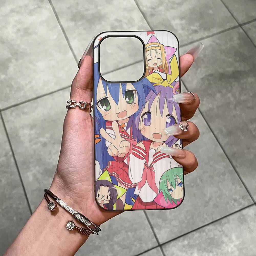 Anime Girl Lucky Star Phone Case For IPhone 16 15 17 Pro 11 12 13 14 Pro Max Plus Soft Ripple Silicone Cover Shell