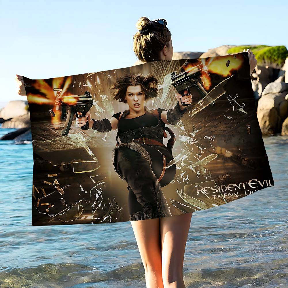 Horror Game R-Resident E-Evil Bath Towel Microfiber Soft Water Absorbing Breathable For Girl Kids Decorative Cartoon Beach Towel