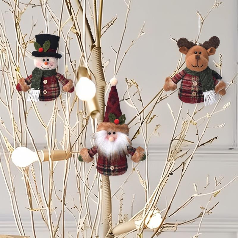 Christmas Decorations Retro Pendant Doll Old Man Snowman Elk Doll Ornaments 3D