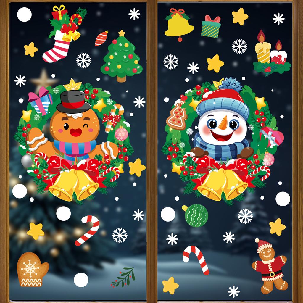 2024 Vánoční zrcadlová nálepka Santa Claus Sněhulák Sob Dekorativní sklo Elektrostatická nálepka Veselé vánoční dekorace pro domácnost