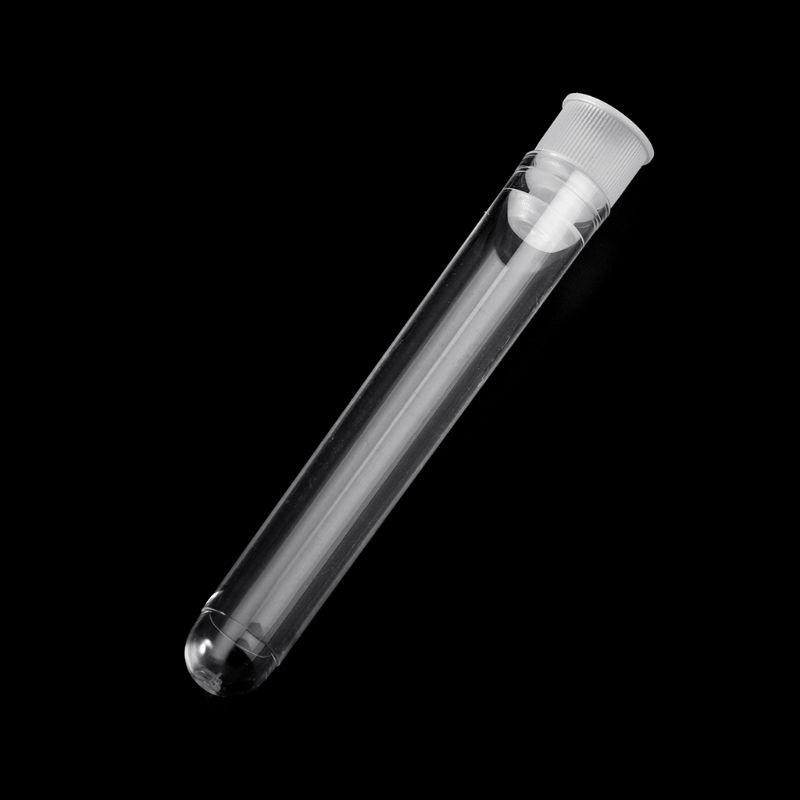 10 buc. tub de testare din plastic cu capac 12x75 mm fund în formă de U Test lung transparent