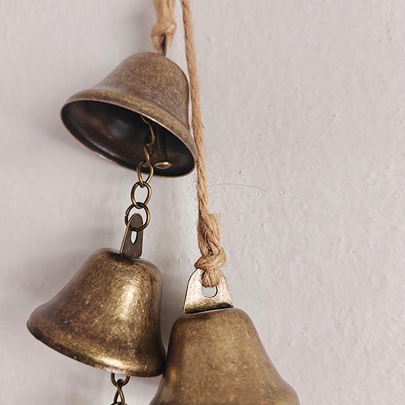 Vintage Brass Hanging Bells With Rustic Retro Design And Melodic Chime Perfect For Home Wall Decor Patio Garden Door Decoration