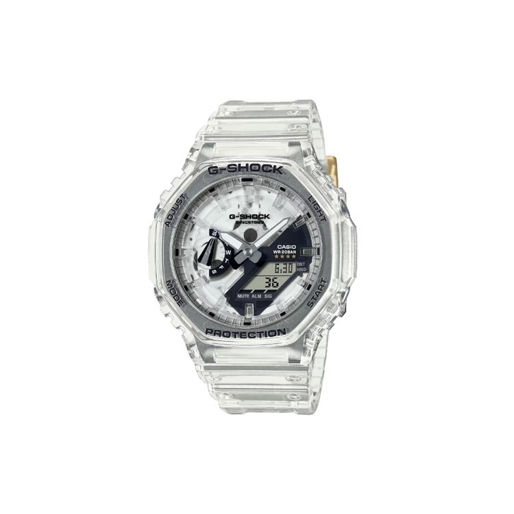 Casio Men's White G-Shock 40Th Anniversary Clear Remix Dual Display Series 200M Water Resistant Quartz Movet Resin Strap Watches Ga-2140Rx-7Ajr