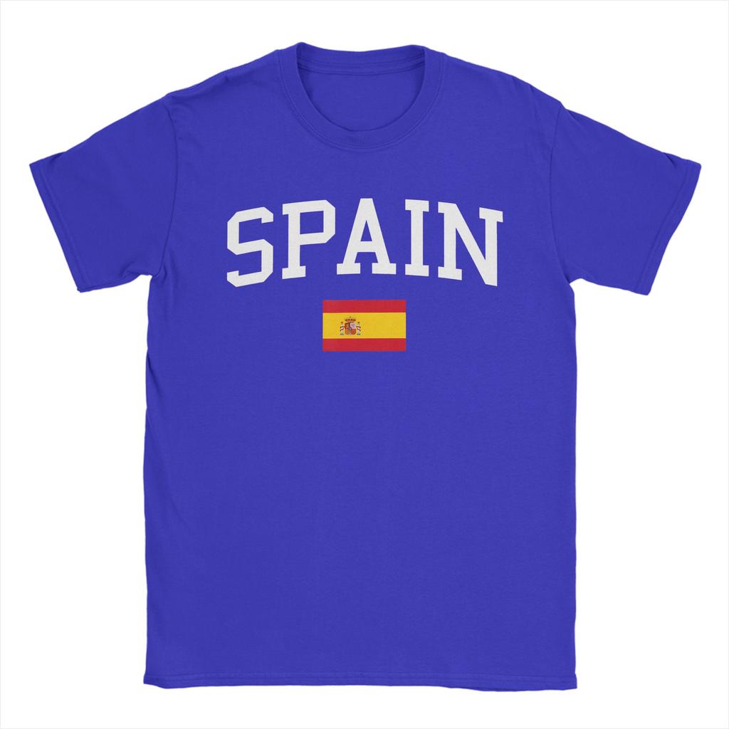 SPAIN Flag Vintage Distressed Cotton T Shirt For Men Summer Streetwear T Shirts Crewneck Fashion Tees Big Size Casual Clothes