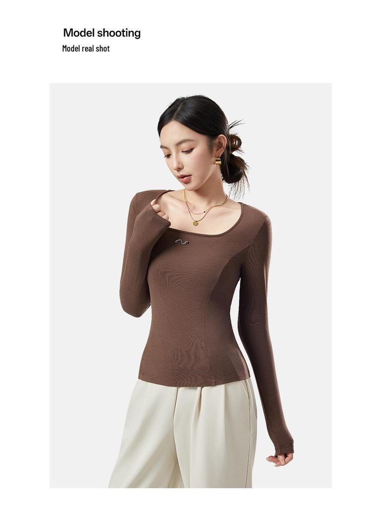 10A Antibacterial Women's Square Neck Thermal Base Layer – Autumn/Winter Slimming, High-Elastic, Fashion Underwear