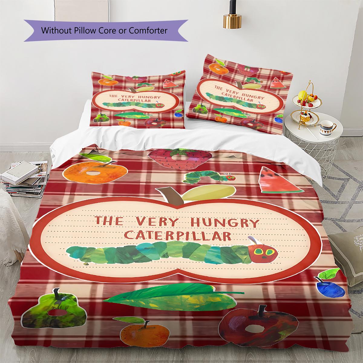 

The Very Hungry Caterpillar Pattern Bedding,Quilt Set Quilt Cover Pillowcase Home Birthday Gift (1 * duvet cover + 2 * pillowcase, without core) 135x200cm