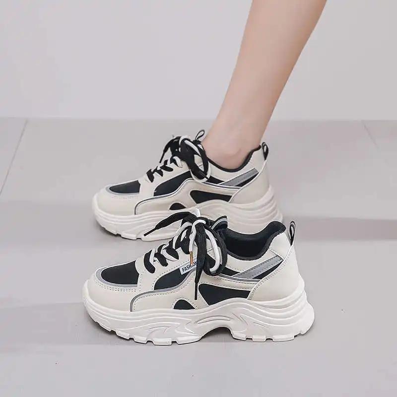 Fashion Size Round Tip Shoes Ladies Pink Vulcanize Ladies Sneakers Tennis Boots Woman Sports Loufers Street Tenni Design Hyperbeast