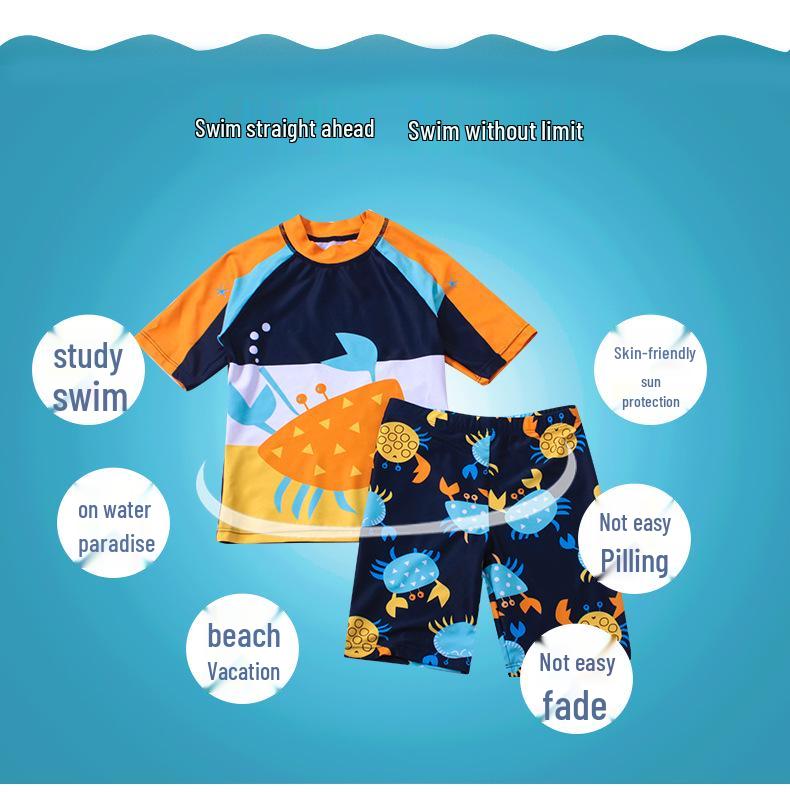 Boys' Quick-Dry Cartoon Split Swimsuit for Kids and Students