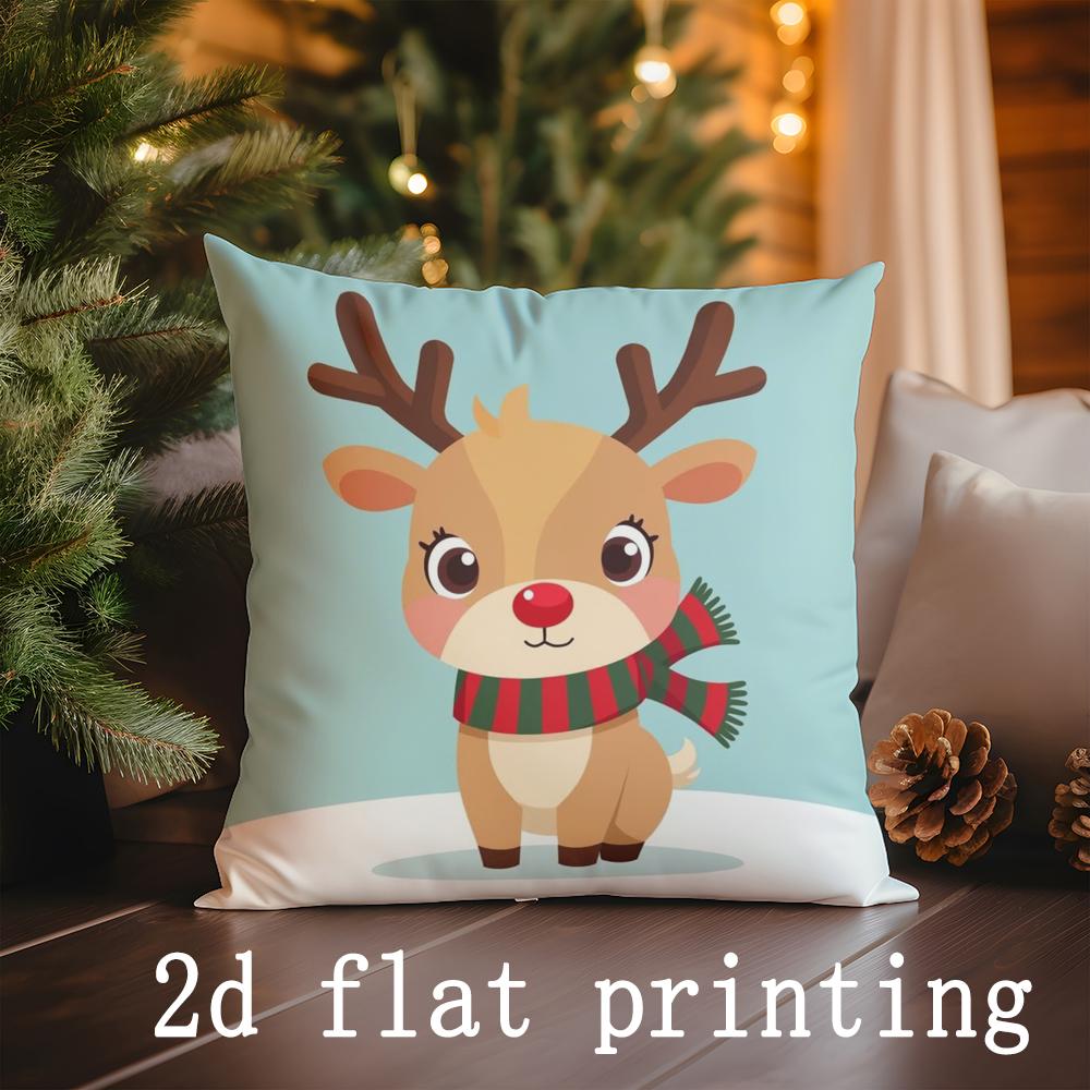 Home Decor Christmas Cartoon Pattern Cushion Suitable For Sofa Bedroom Car Pillow Cover Cushion Rectangular Back Cushion