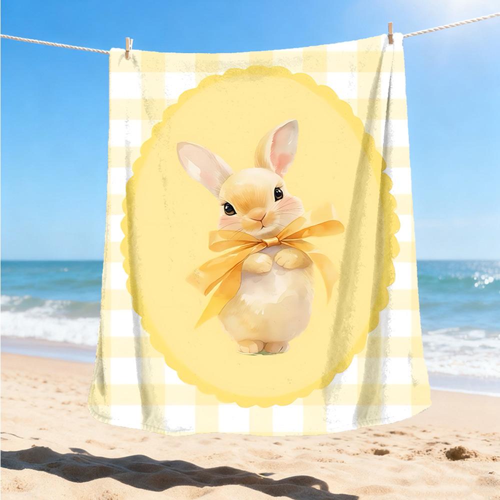 1pc Easter Bunny Outdoor Flannel Blanket , Machine Washable Perfect Gift for Birthday , Holiday Travel Accessory , Durable Material