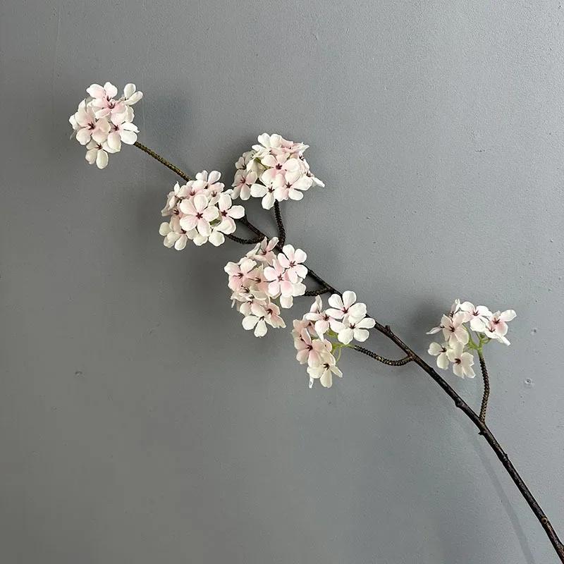 

90cm Simulation Pears Blossoms Branch Silk Fake Flowers Auditorium Decor Artificial Pink 6 Heads Sweet Seeking Pear Blossom