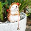 Funny Hedgehog Fishing Ornament Cute Hedgehog Statue Creative Mini Hedgehog Figurine  Aquarium