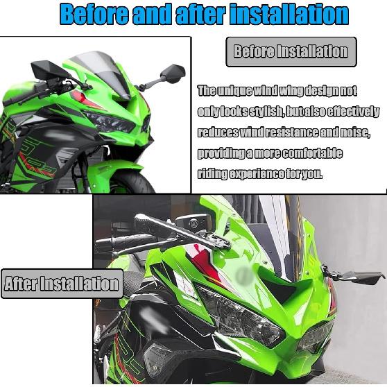 For ZX6R ZX636 ZX10R 2025 2024 Motorcycle Invisible Winglet Mirror Kit Adjustable Rearview Mirror Wind Wing Reflector Spoiler ZX-6R ZX-636 ZX-10R
