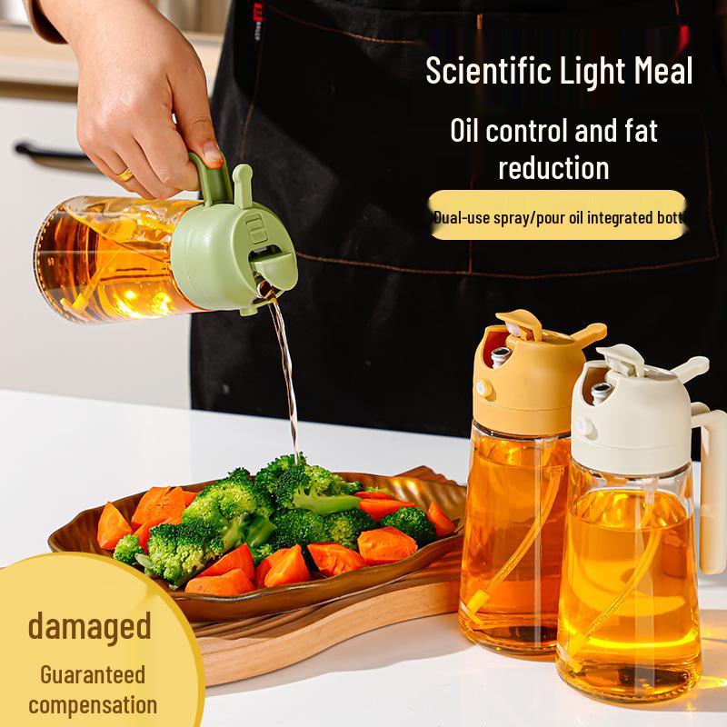 Large Diameter Glass Oil Spray Bottle - Press-Type for Kitchen, Barbecue, and Baking