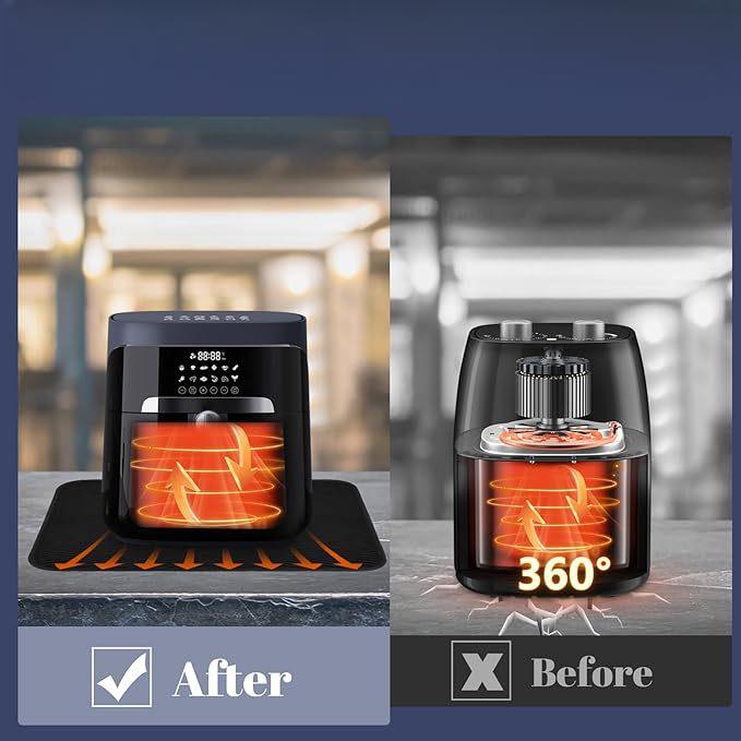 Hitzebeständige Silikonmatte für Heißluftfritteuse und Küchengeräte Glasfasergewebe Hitzeschutz Rutschfest 1 Stück