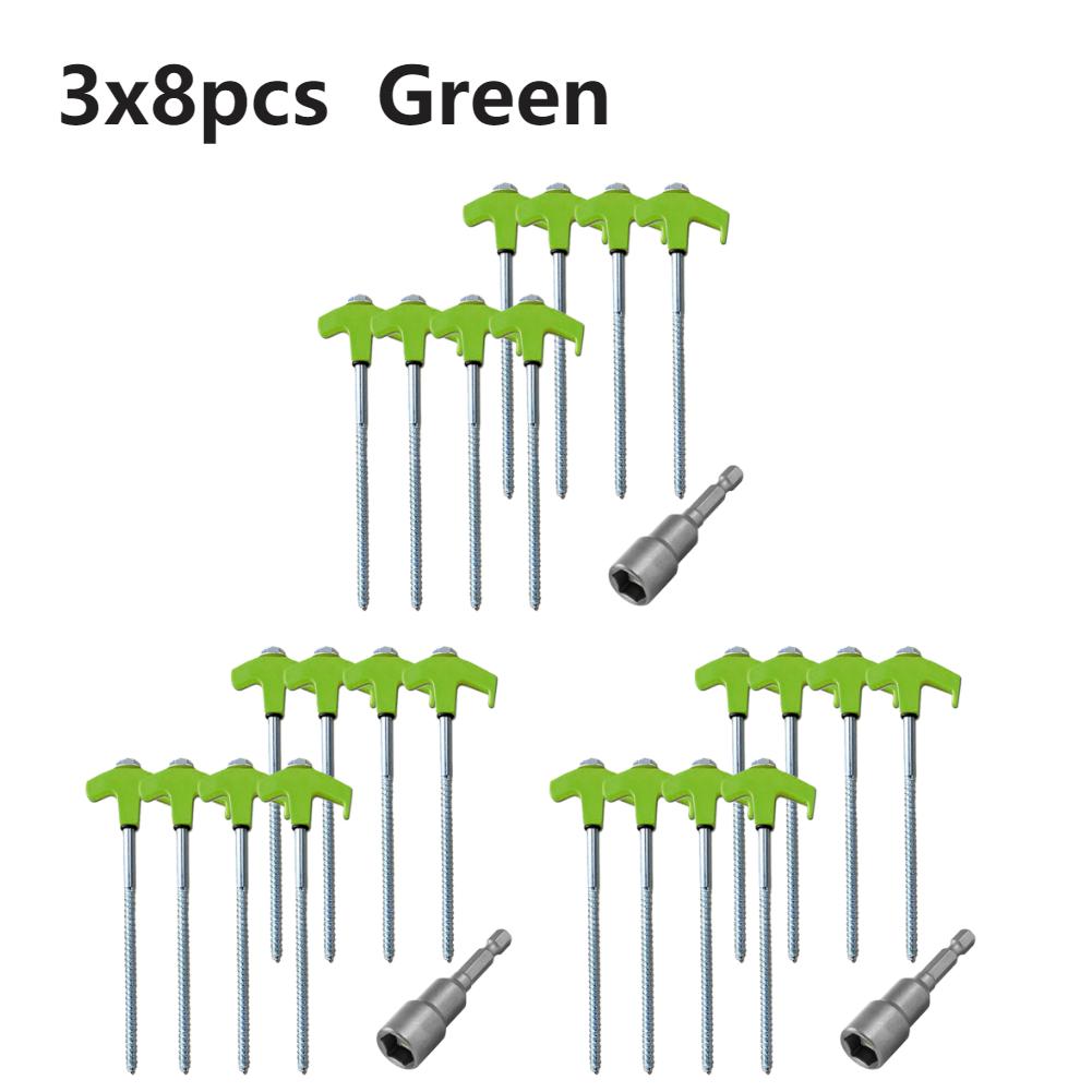 24Pcs Heavy Duty Spiral Screw with Hex Socket Stakes Ground Anchors Camping Stakes Tent Ground Nail Heavy Duty Tent Stakes Pegs