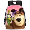 Masha And Bear School Bag Elementary School Cartoon High Definition Printing Large Capacity Zipper Oxford Lightweight Ridge Backpack