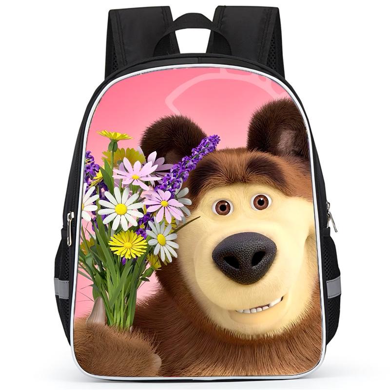 Masha And Bear School Bag Elementary School Cartoon High Definition Printing Large Capacity Zipper Oxford Lightweight Ridge Backpack