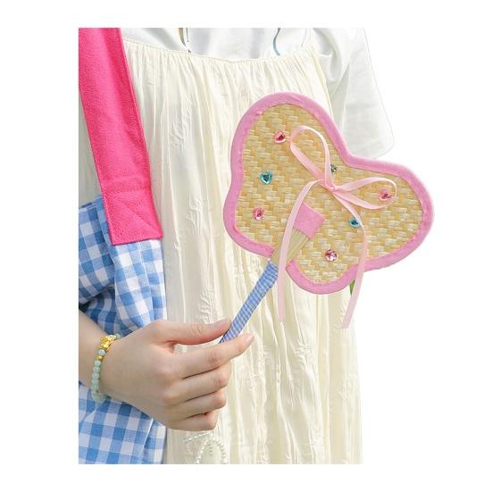 Cartoon Handmade Weaving Fan Bear Butterfly Dog Pumpkin Shell Mango Shape Woven Hand Fan Summer Handheld Cooling Fan Butterfly