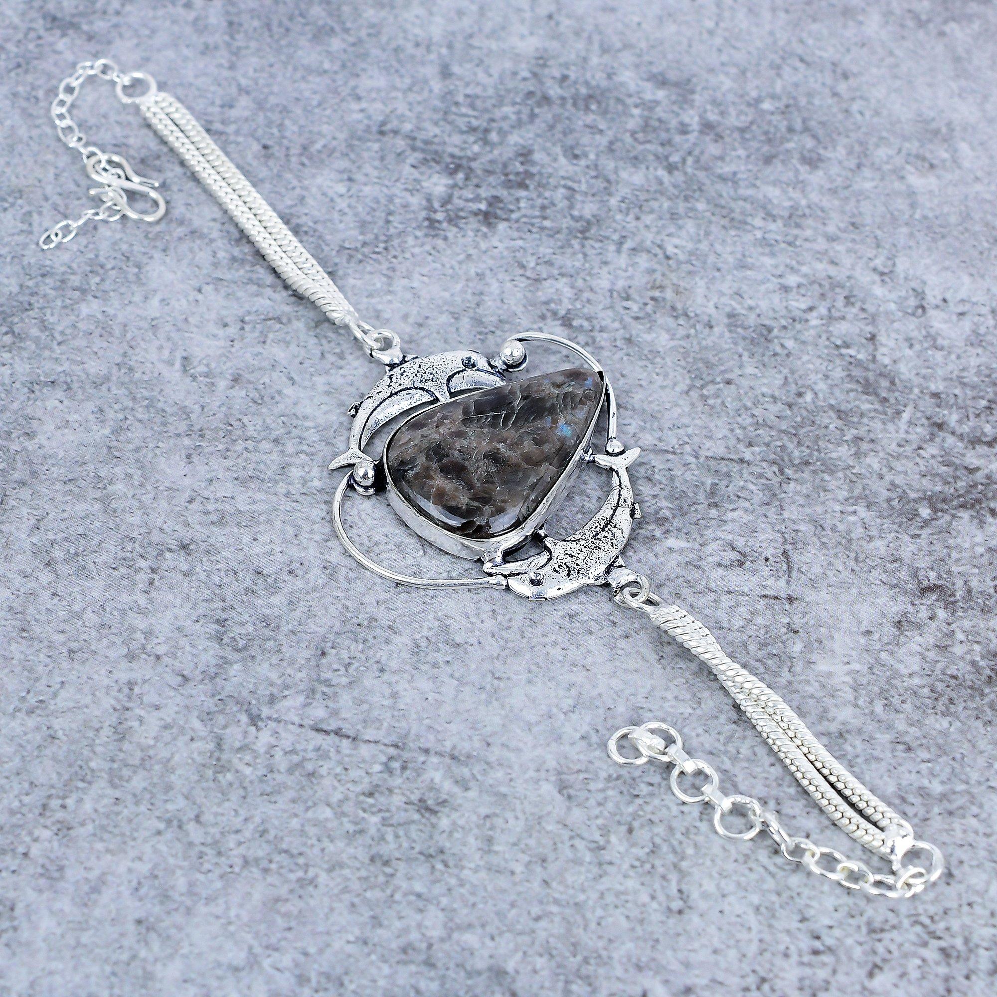 

Sunstone In Lolite Gemstone Handmade 925 Sterling Silver Bracelet 7-8 M-2735