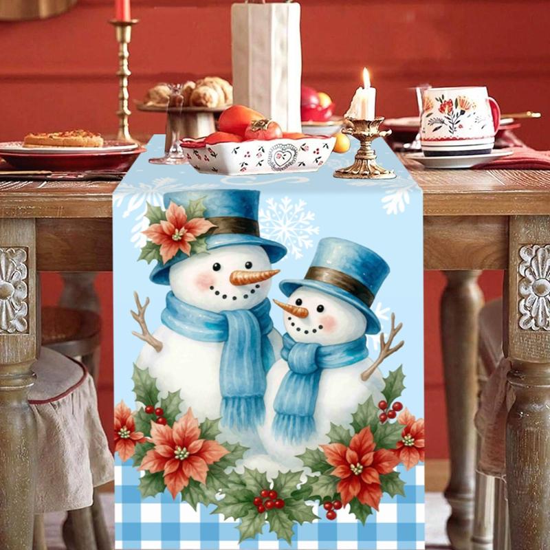 Christmas Table Runner Snowman Tablecloth Christmas Decorations for Home 2026 Navidad Noel Xmas Table Ornaments New Year 2026