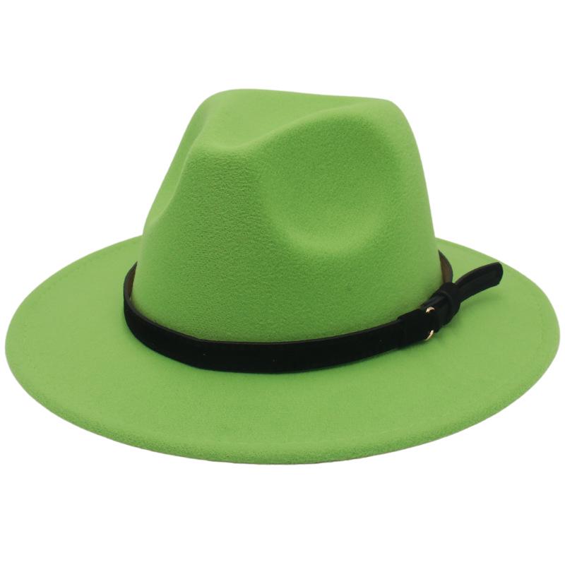 White & Black Panama Jazz Hat with Imitation Wool Wide Brim - Women's Autumn/Winter British Style