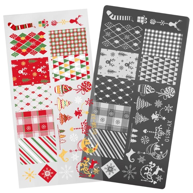 Nägel Stempelvorlagen Weihnachtsserie Nägel Kunst Stempelplatten Schneeflocken Nägel Platten Maniküre Druckschablonen