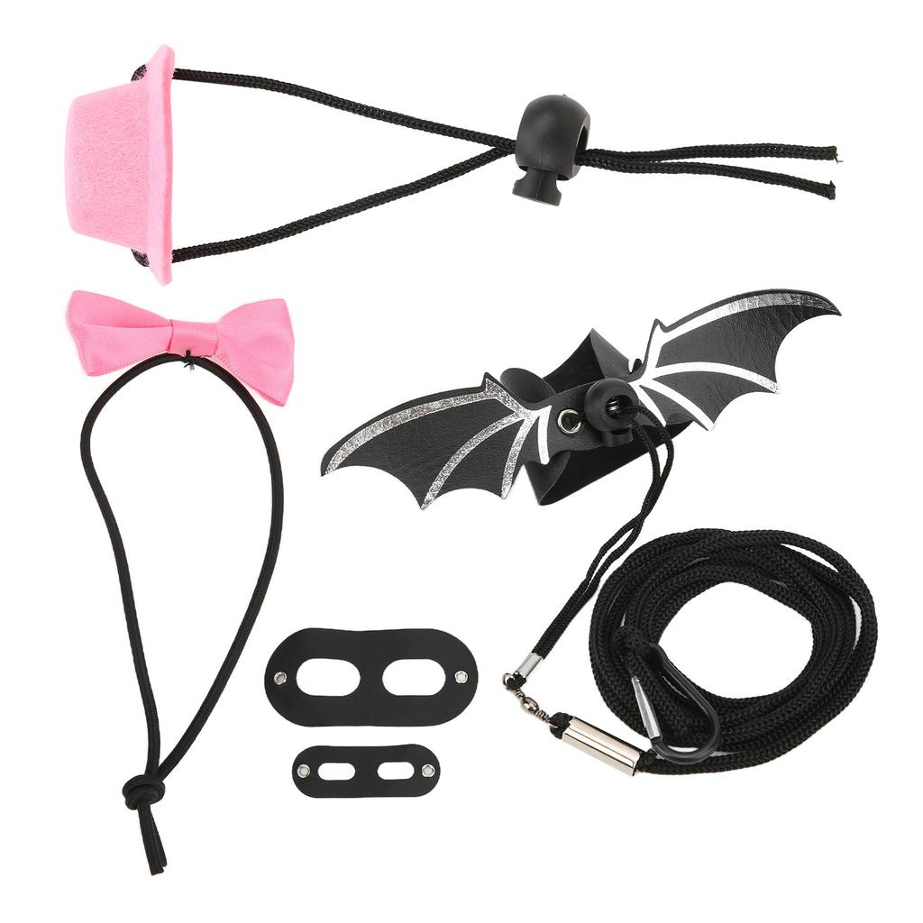 Reptilien Geschirr und Leine Verstellbares Eidechsen Zugseil Hut Fliege Set für kleine Haustiere(Rosa Hut Set Leine S)