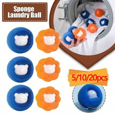 5/10/20 peças Bola de Esponja para Lavanderia Removedor de Fiapos para Máquina de Lavar Roupa Bola de Limpeza Removedor de Pelo de Gato Rolo de Limpeza para Roupas