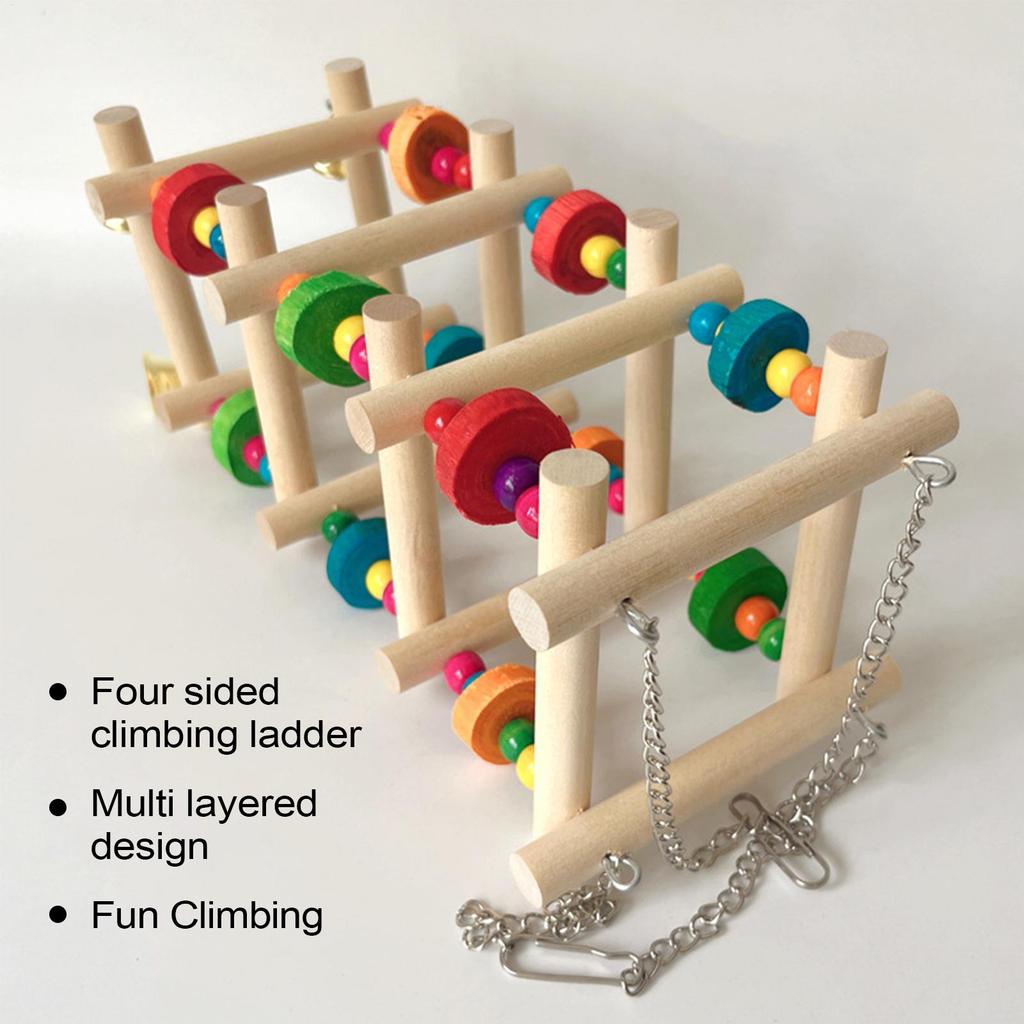 Parrot Chewing Toys Wood Ornament Natural Wooden Bird Climbing Toy Safe Multifunctional Woodpecker Accessories for Adults Pet