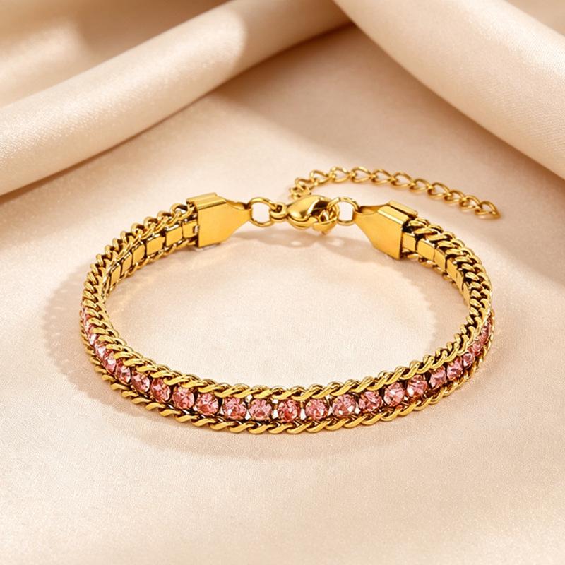 Women's Titanium Steel Multi-color Zircon Bracelet - Luxurious, Versatile, and Fade-resistant