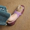 French women's four-season shoes retro casual single shoes spring new light mouth foot cover flower soft sole versatile apricot