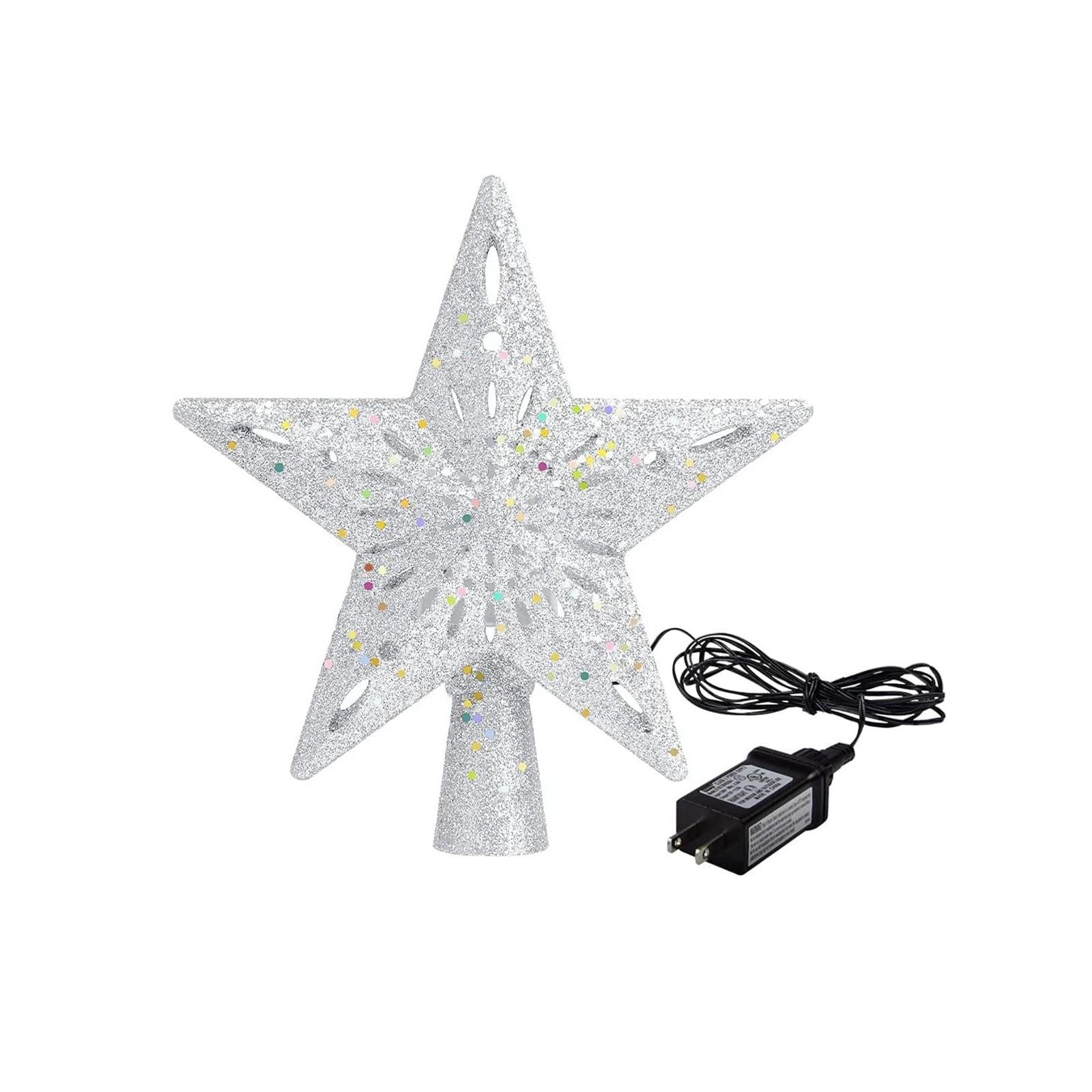 

Indoor Christmas Tree Top Plastic Star Projector With Rotating Snowflake Projector Of Christmas Tree One Size срібний