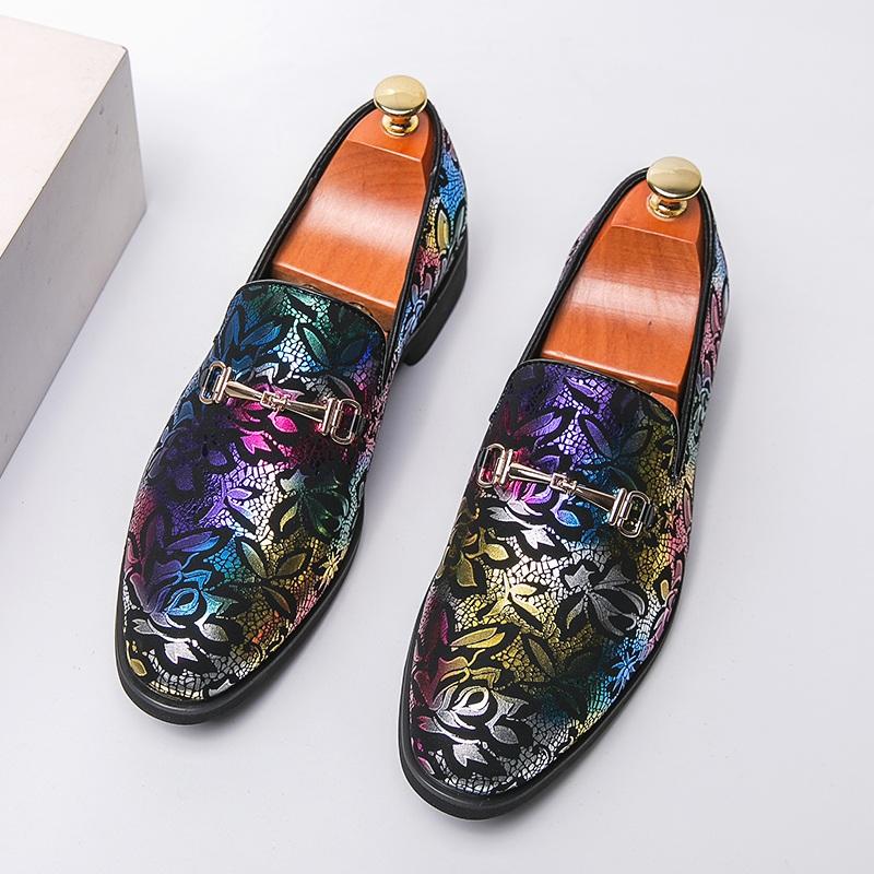 Designer New Men Dress Leather Shoes For Male Luxury British Colours National Pattern Oxfords Gentleman Wedding Prom Footwear