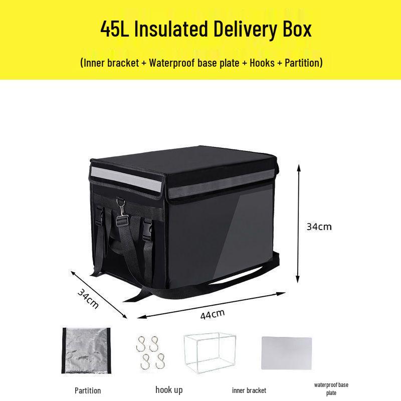 Thick Insulated Black Waterproof Takeaway Delivery Box for Car & Home Use