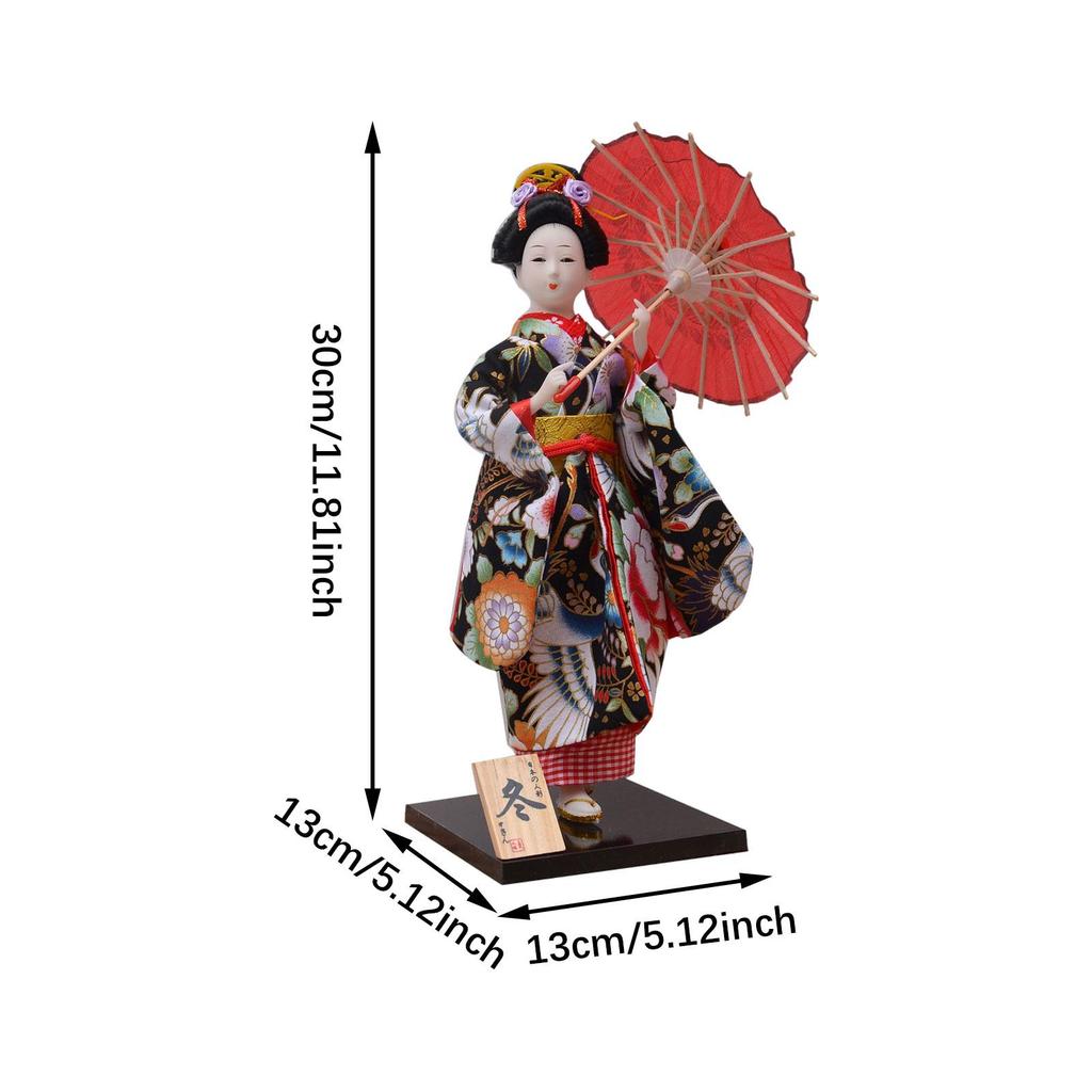 Ethnic Japanese Geisha Dolls Oriental Ancient Kabuki 12" Vintage Style Collectible Figurine Asian Geisha Doll for Shelf Decor