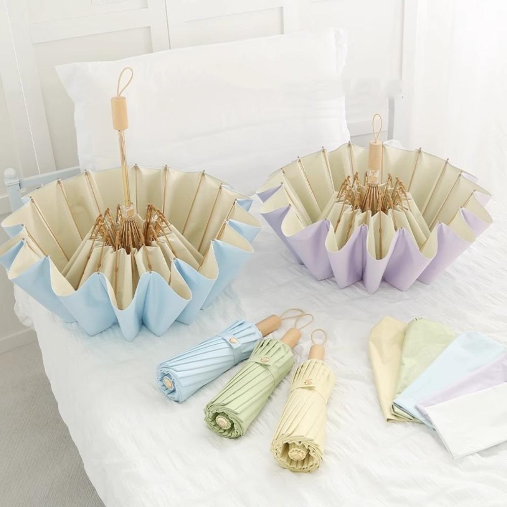 Strong Dual-purpose Umbrella Windproof Folding Umbrella Triple Fold Sunshade Umbrella Female