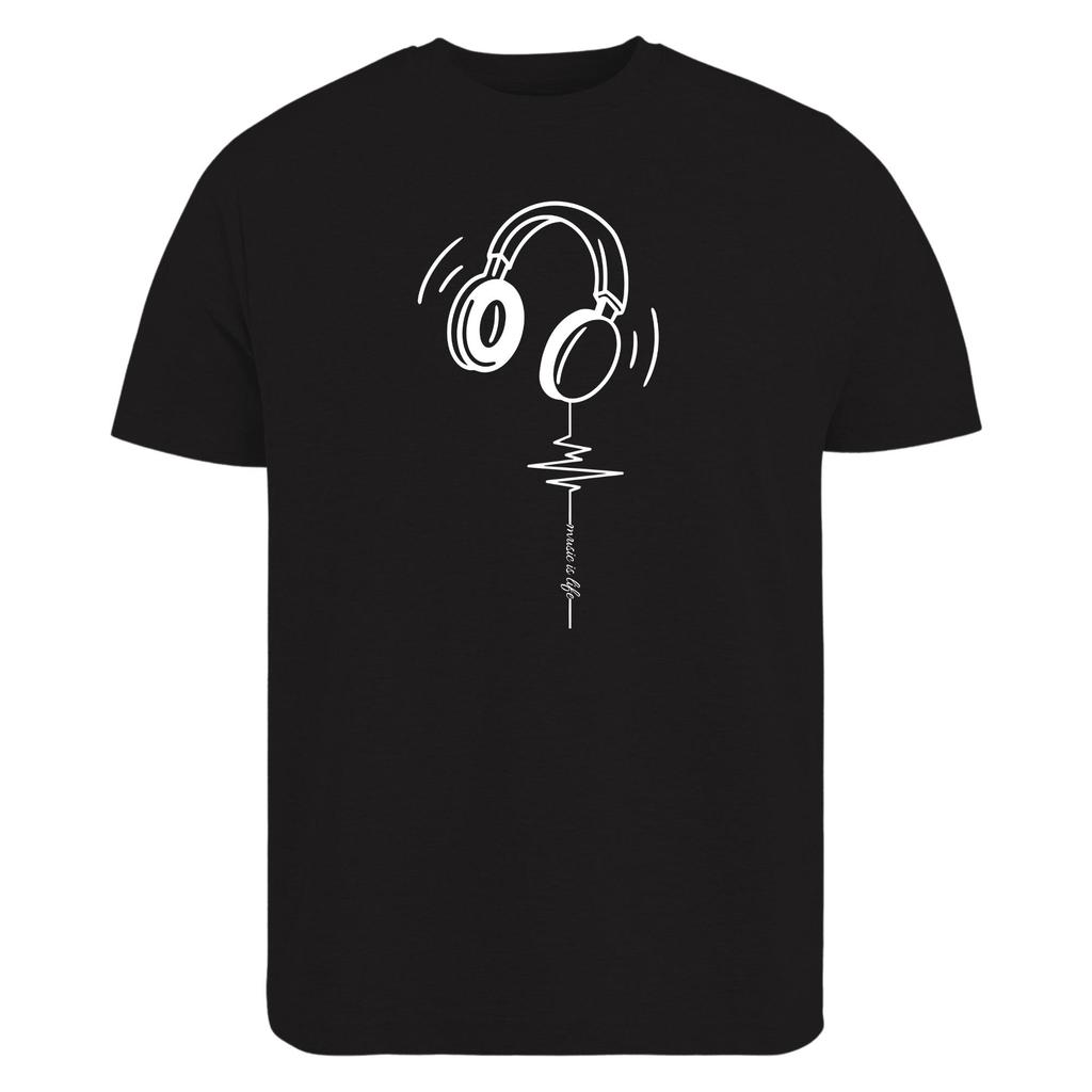 Music Is Life TShirt Headphone Cool Music Mens Tracksuit Summer Crew Neck Pullover Cotton Casual Sportswear ShortSleeve Tops