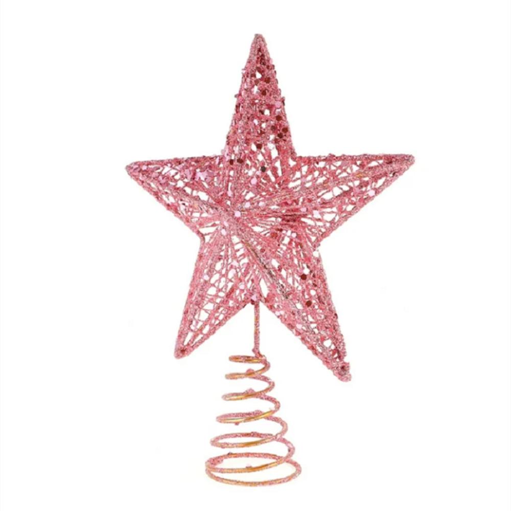 Christmas Pink Pentagon Top Star Tree Topper Exquisite Star Xmas Tree Small Christmas Star Topper Christmas Decorations