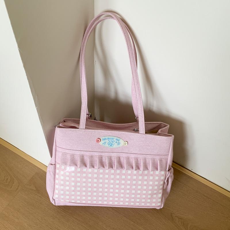 

Холщовая сумка женская большой вместимости новая летняя универсальная на плечо сумка-тоут многофункциональный рюкзак розовый