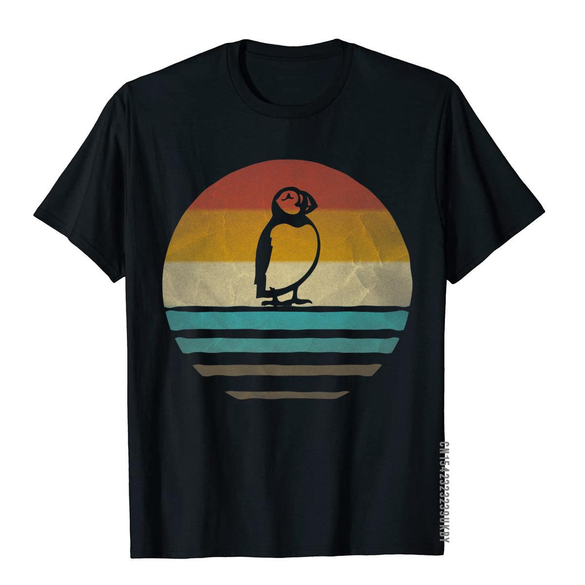 

Retro Vintage Sunset Puffin Bird Seabird Cute Funny Gift T-Shirt Top T-Shirts Camisa Fitted Men s Tops Shirts Street Cotton 4XL