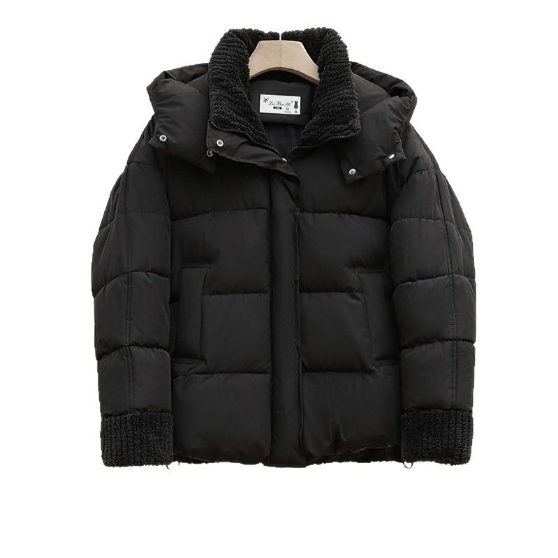 Splicing Cotton Clothes Women's Short Cuffs Splicing Lamb Wool Splicing 2025 New Winter Jacket