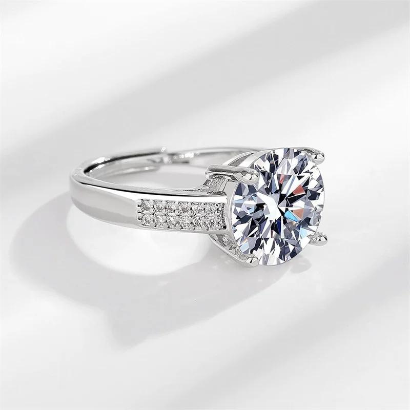Cold wind super flash moissanite ring women's 925 silver Hong Kong style celebrity high-end fashion Valentine's Day simulation diamond ring