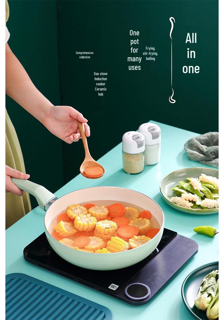 Shan Zu Light Green Ceramic Non-stick Frying Pan & Wok, Induction Compatible Flat Bottom