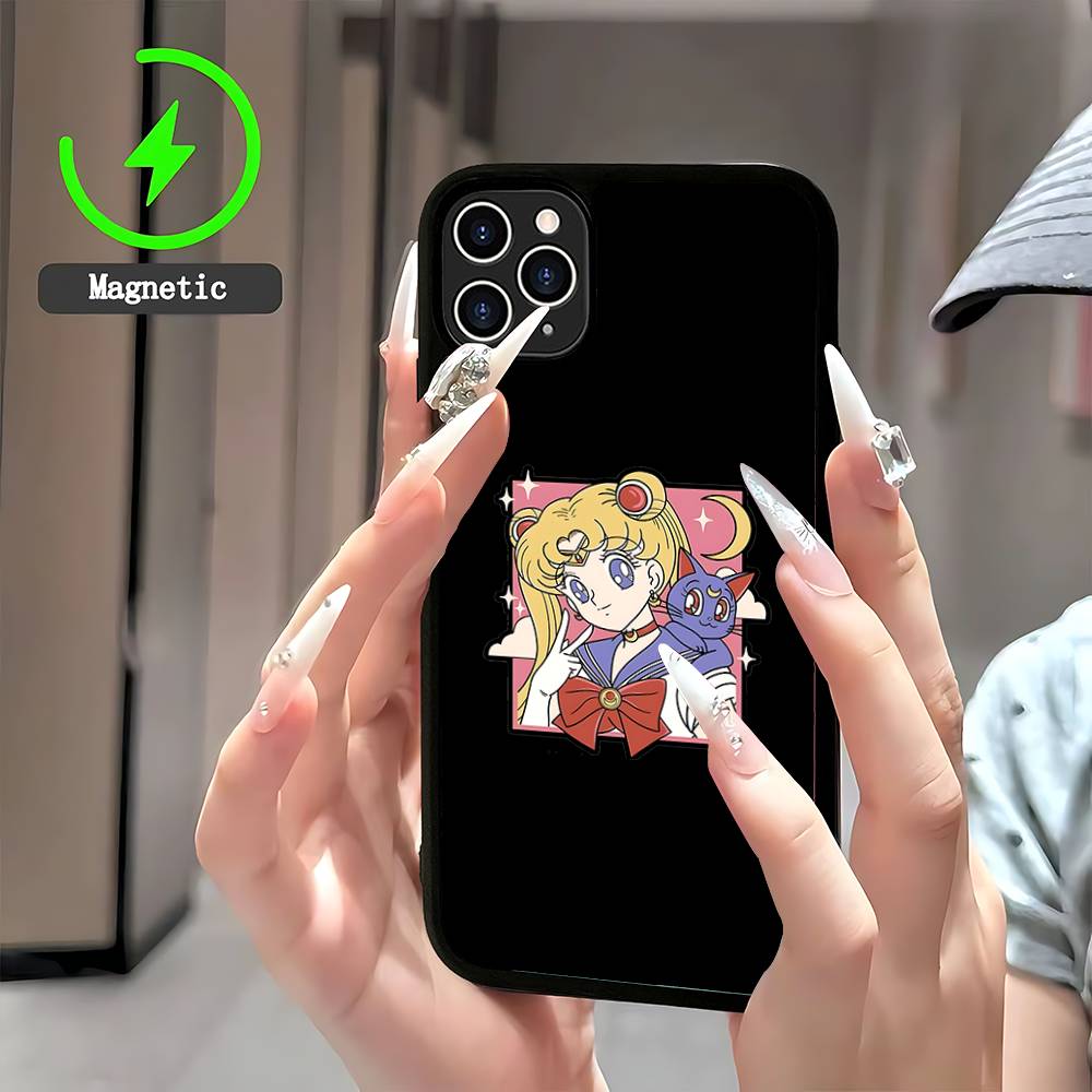 Anime Sailor Moon Handyhülle Magnetische Hülle Für IPhone 16 14 13 12 11 15 Pro Max Plus Für Magsafe Kabelloses Lade Cover